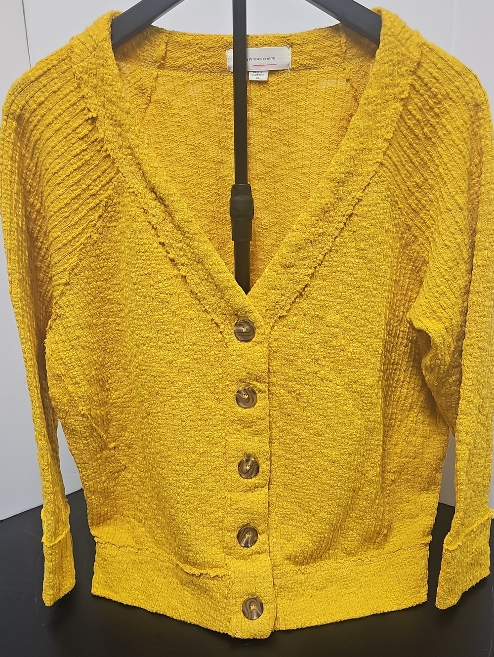 Vince Camuto Yellow Button-Front V-Neck Cardigan